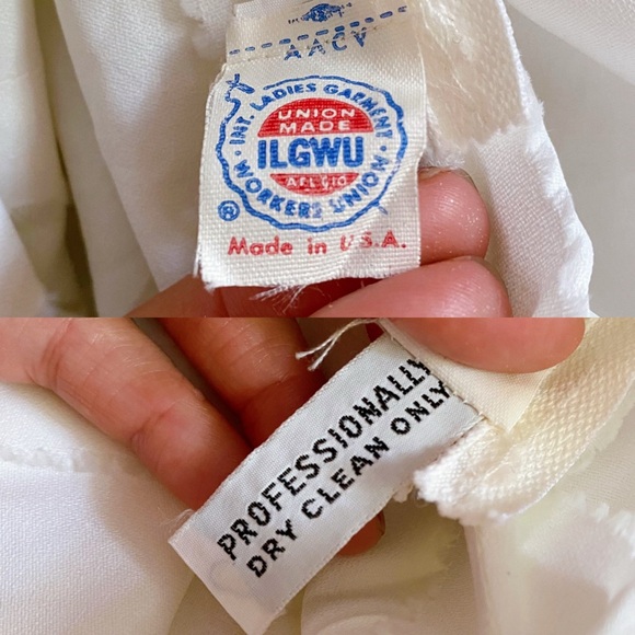 💍 VINTAGE ILGWU UNION MADE TALL CROCHET OPEN SHOULDER WEDDING GOWN! - Picture 11 of 16